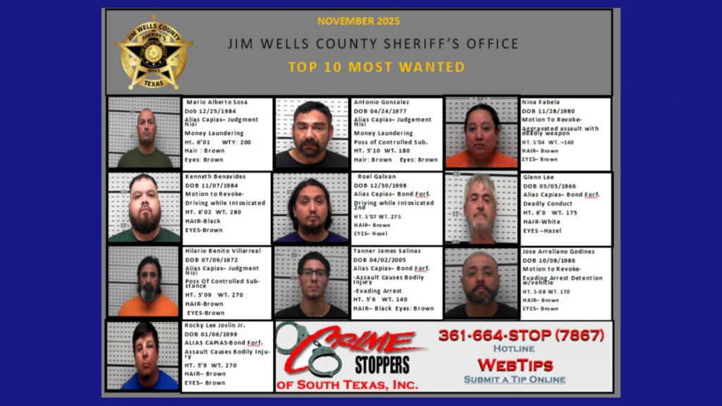 Jim Wells County Unveils Updated List Of Most Wanted Individuals