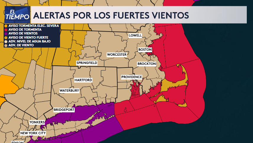 Fuertes Vientos en Nueva Inglaterra: Ráfagas que Superarán las 50mph Esta Madrugada