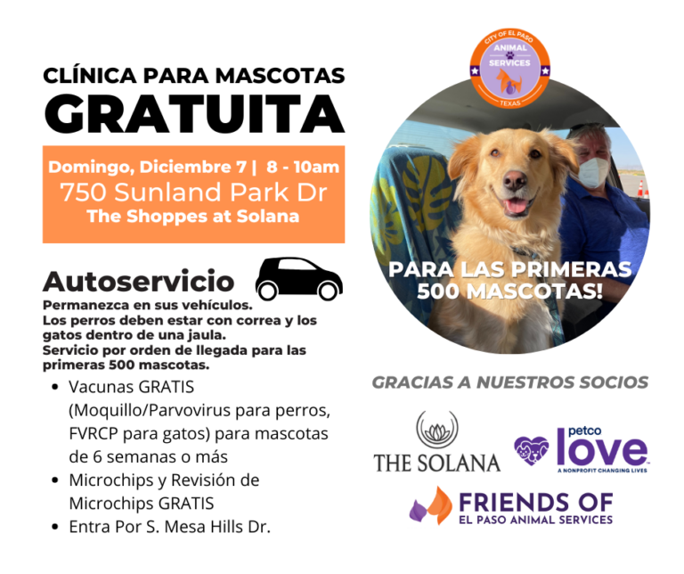 Última clínica gratuita de mascotas en El Paso: ¡Vacunas y microchips este diciembre!