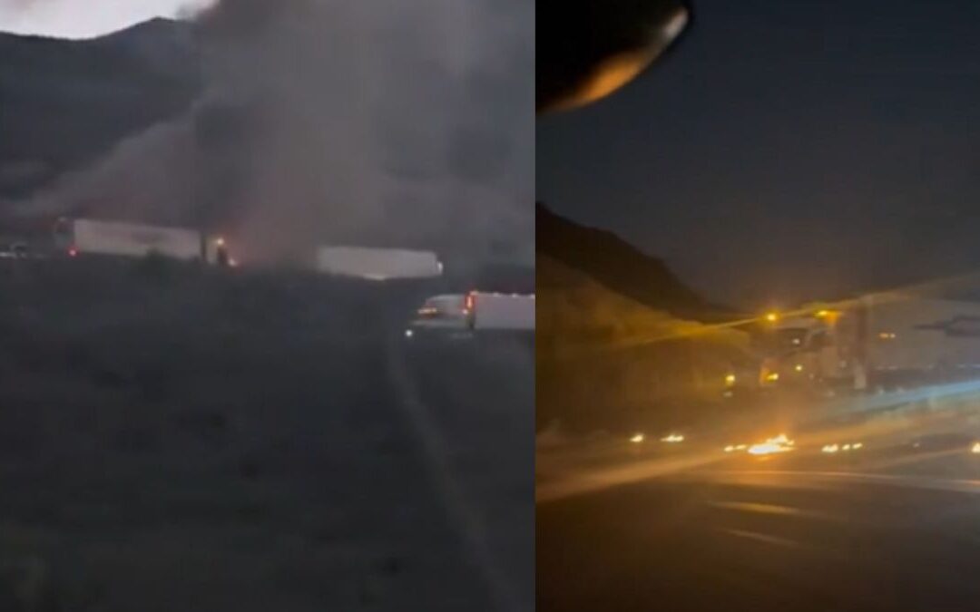 Accidente Grave en la Autopista Monterrey-Saltillo: Tráiler Incendiado y Tráfico Cerrado