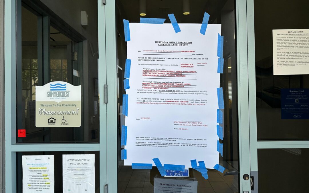 Manifestación en National City: Inquilinos Exigen Mejores Condiciones en sus Apartamentos