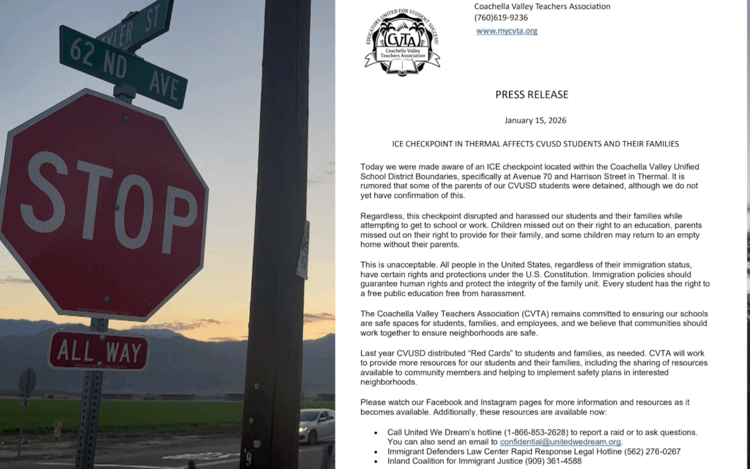 Posible actividad de ICE en Thermal genera preocupación entre padres y personal del CVUSD