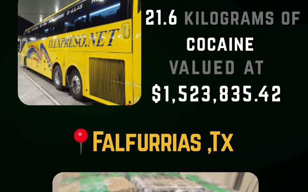 Incautación de 21.6 Kilogramos de Cocaína en el Punto de Control de Falfurrias por la Patrulla Fronteriza