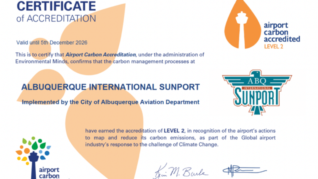 Sunport De Albuquerque: Logra Acreditación Ambiental Nivel 2 Por Reducción De Emisiones - Noticias Notivalle Sunport De Albuquerque: Logra Acreditación Ambiental Nivel 2 Por Reducción De Emisiones