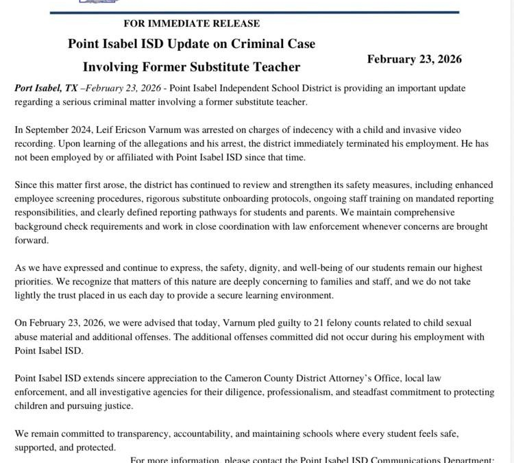Exmaestro escolar condenado a 30 años por explotación infantil en el Condado Cameron