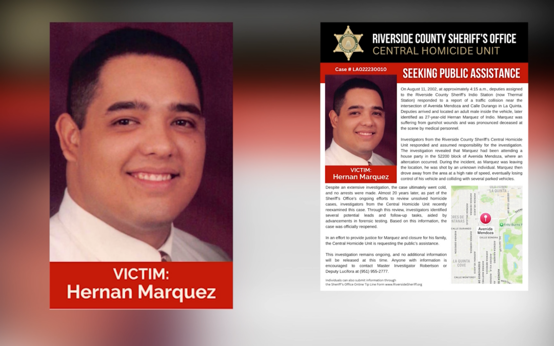 Reabren caso de homicidio sin resolver tras casi 20 años en La Quinta