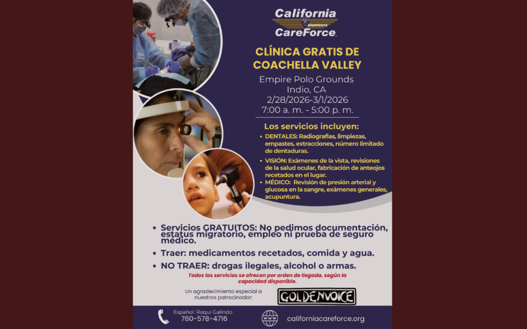 California CareForce ofrecerá clínica gratuita en Coachella Valley
