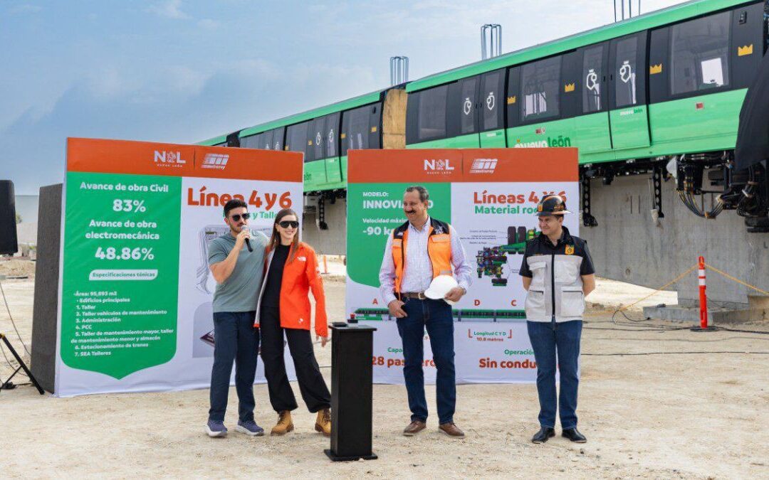 Samuel García y Mariana Rodríguez presentan el avance del monorriel de las Líneas 4 y 6 del Metro Monterrey