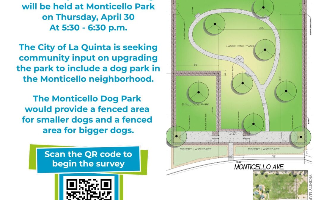 Residentes de La Quinta podrán opinar sobre nuevo parque para perros en reunión comunitaria